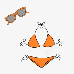 橙色泳衣眼镜素材