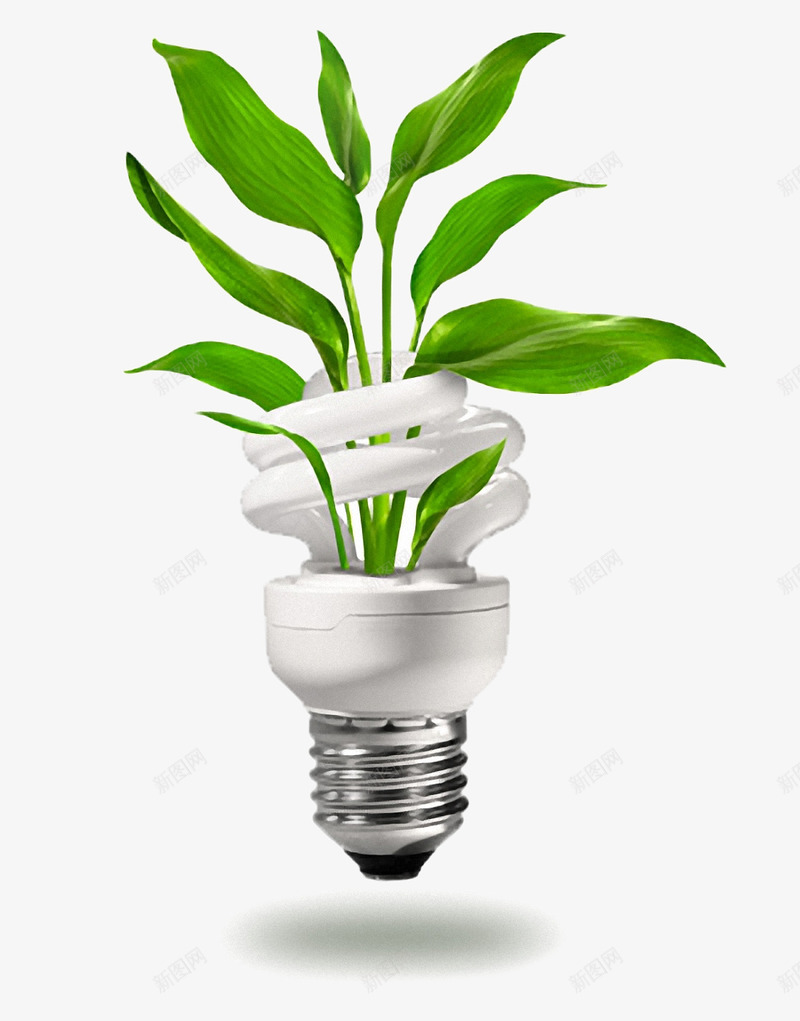 环保节能灯泡png免抠素材_新图网 https://ixintu.com png图形 植物 灯泡 绿叶 节能灯 装饰