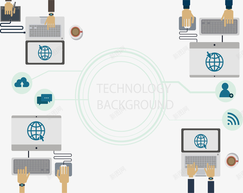互联网开发技术办公矢量图eps免抠素材_新图网 https://ixintu.com 互联网 办公室 商务办公 矢量素材 科技 矢量图