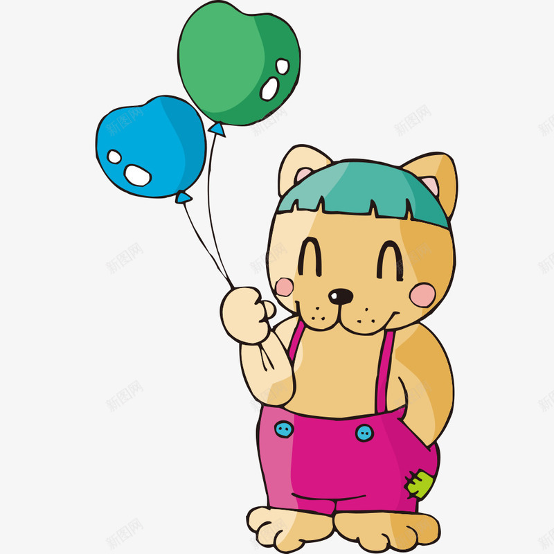 拿着气球的卡通猫咪矢量图eps免抠素材_新图网 https://ixintu.com 动物 动物插画 卡通动物 卡通猫咪 气球 猫咪 矢量动物 矢量图