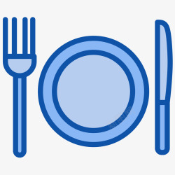餐具小刀卡通蓝色线条餐具高清图片