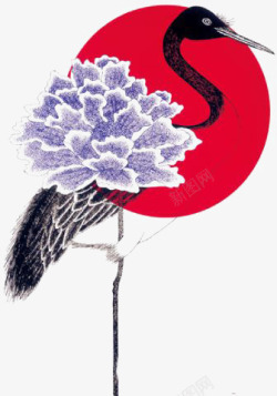 白色水鸟手绘仙鹤高清图片