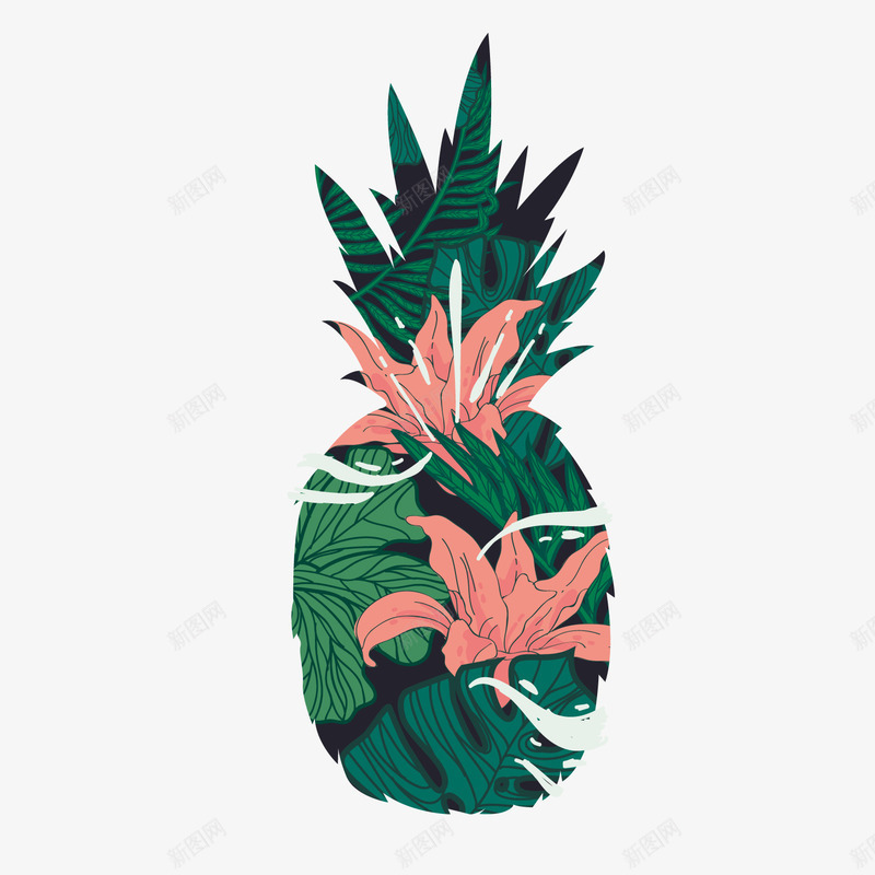 创意凤梨水果png免抠素材_新图网 https://ixintu.com 凤梨 创意菠萝 卡通菠萝 文案 文案背景 绿色菠萝 背景装饰
