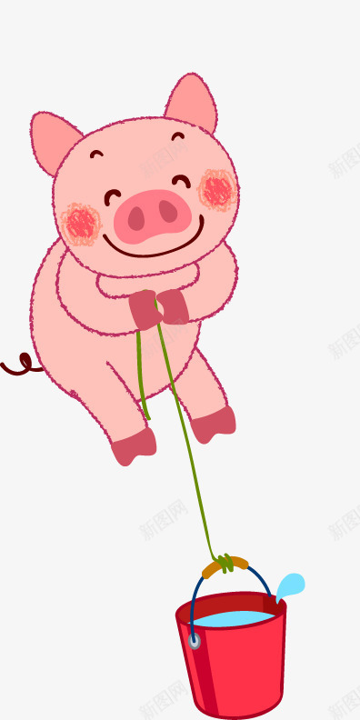 提水桶的小猪png免抠素材_新图网 https://ixintu.com 卡通 小猪 提水桶