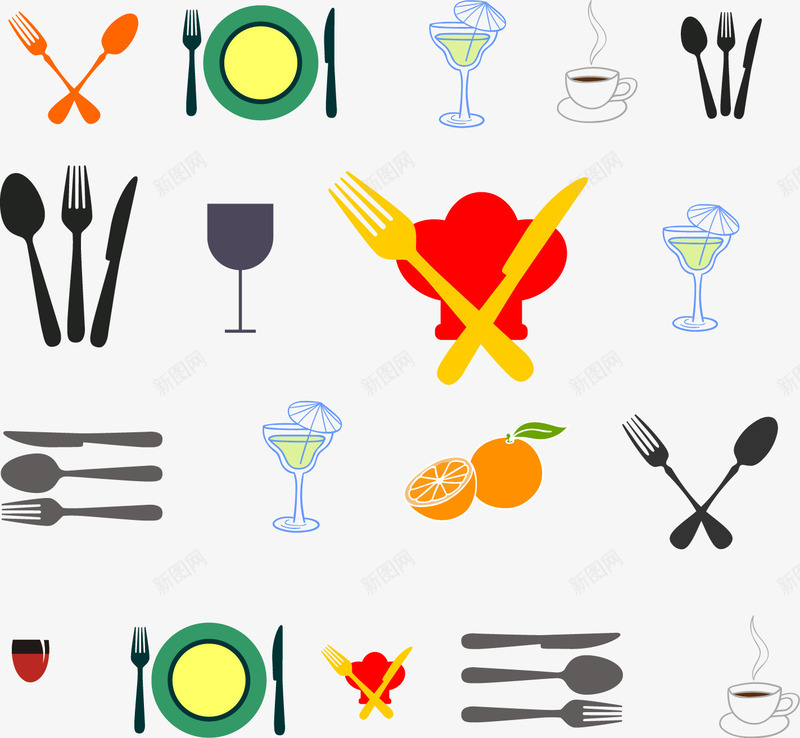 西式餐具矢量图eps免抠素材_新图网 https://ixintu.com 西式餐具 餐具 餐具矢量 矢量图