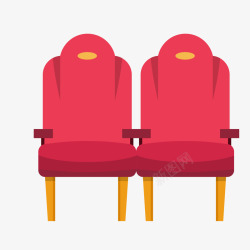 手绘红色电影座椅矢量图素材