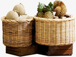 竹篮里的热带水果素材