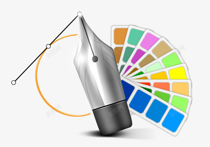 钢笔路径工具彩色色卡png免抠素材_新图网 https://ixintu.com 彩色 渐变色卡 色卡 色谱图 路径工具 钢笔