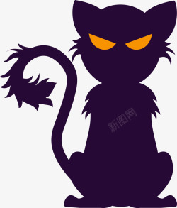 紫色恐怖黑猫素材