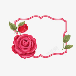 婚礼标签红色花朵边框素材