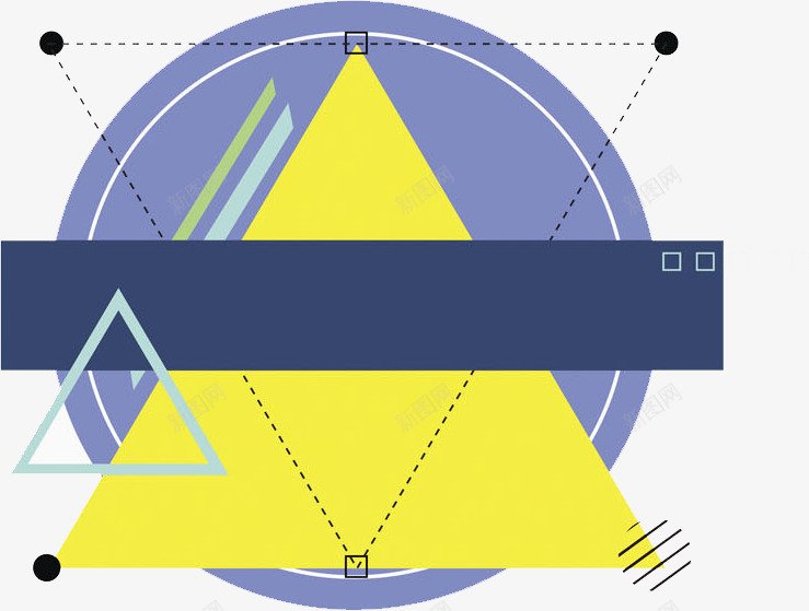 手绘几何图图标png_新图网 https://ixintu.com 图标 小三角 深紫色长方形 紫色圆底 蓝色的三角形 黄色