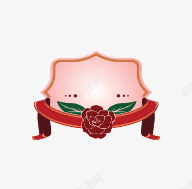 正红色蔷薇标志图标图标