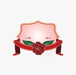 矢量玫瑰徽章正红色蔷薇标志图标高清图片