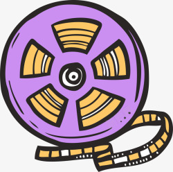 紫色卡通电影胶卷盘素材