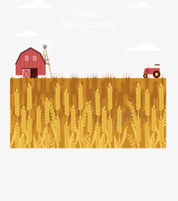 农场收割农场里金黄色小麦矢量图高清图片
