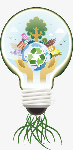 创意绿色灯泡能源logo矢量图图标图标