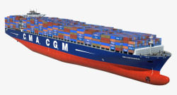 货物红白色海运船大型蓝橘色大型海运船高清图片