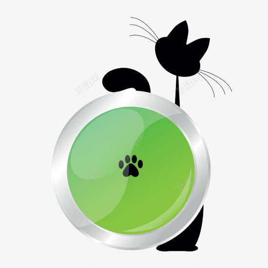 卡通猫咪和圆形脚印标志图标png_新图网 https://ixintu.com 动物脚印 卡通猫咪 图标 广告设计 形状圆图案图标 标志 猫咪脚印 黑猫