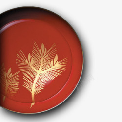 红色中国风美食盘子餐具素材