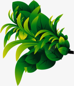 卡通手绘绿色植物叶子素材