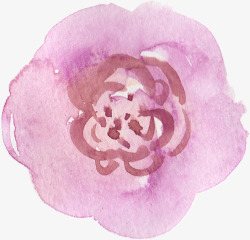 手绘紫色水印花朵素材