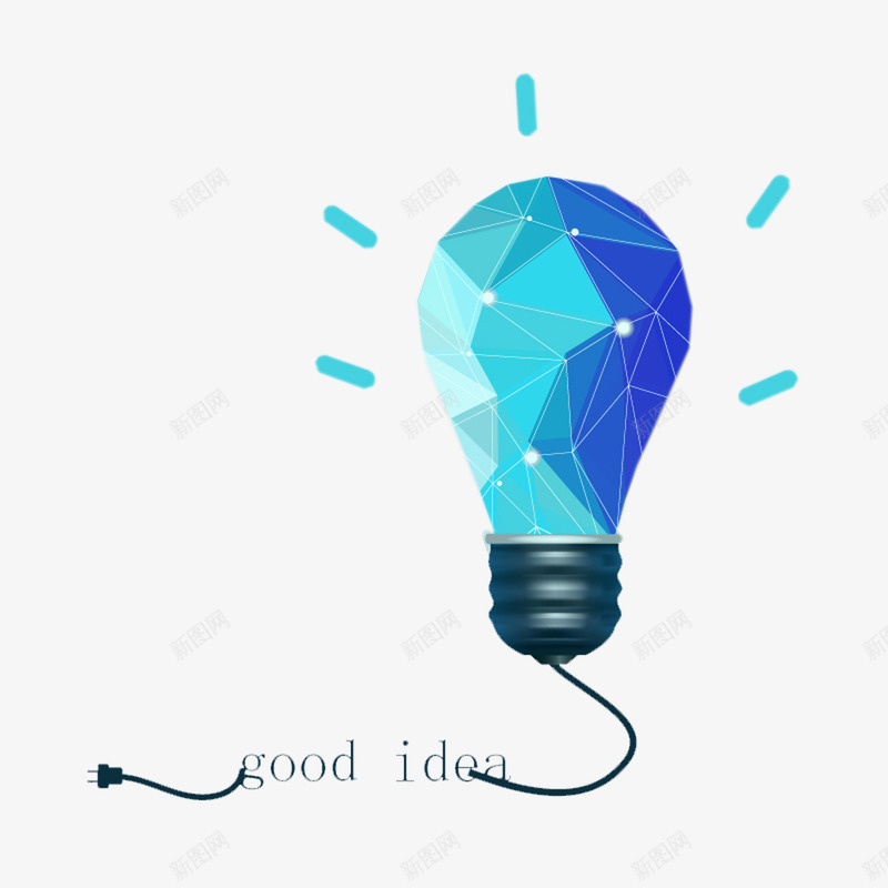 创意蓝色发光的灯泡想法png免抠素材_新图网 https://ixintu.com 一个好想法 创意 创意想法 创意灯泡 创新点子 发光 想法 灯泡 蓝色灯泡