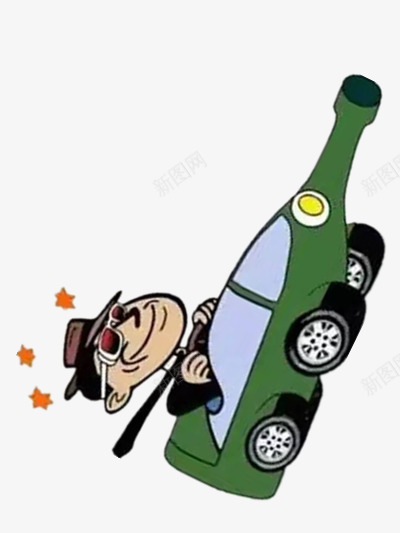 开着酒瓶车的人png免抠素材_新图网 https://ixintu.com 创意 彩色 漫画 酒瓶