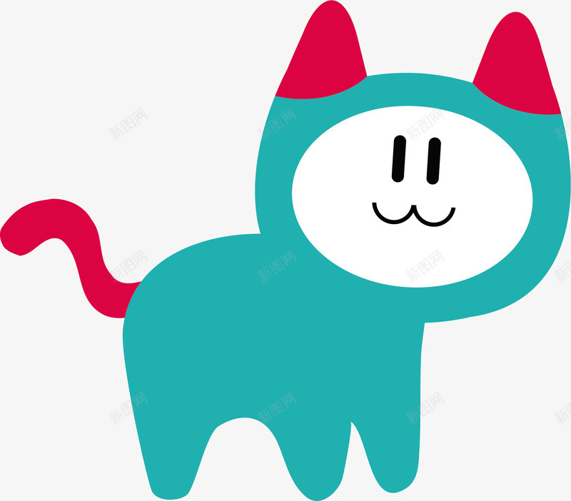卡通猫咪png免抠素材_新图网 https://ixintu.com 卡通动物 卡通手绘 玩偶 红尾巴 装饰图案