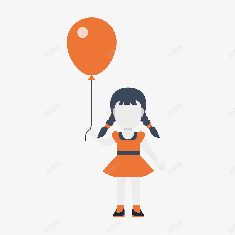 简约气球玩具png免抠素材_新图网 https://ixintu.com 儿童玩具 女童 橘黄色气球