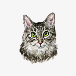 手绘水彩可爱猫咪素材