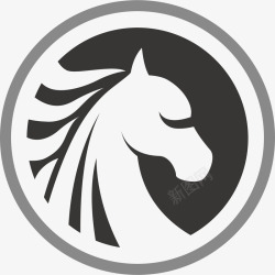 马的图案灰色马徽章矢量图高清图片
