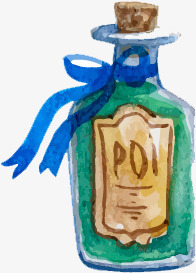 水彩酒瓶子水彩手绘酒瓶子高清图片