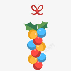 球形吊饰红黄蓝色球形圣诞吊饰矢量图高清图片