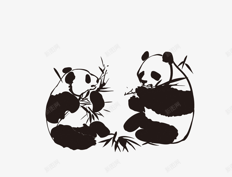 熊猫psd免抠素材_新图网 https://ixintu.com 中国风 国画 熊猫