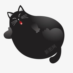 睡懒觉设计黑色猫咪高清图片