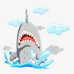 鲨鱼大海扁平海上玩耍鲨鱼矢量图高清图片