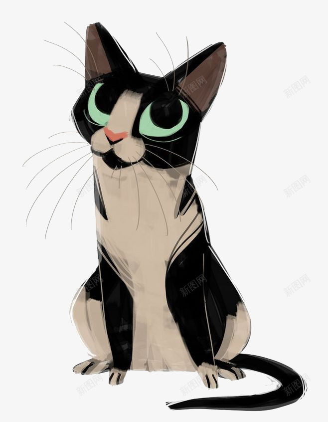手绘黑色猫咪png免抠素材_新图网 https://ixintu.com 素材 黑色