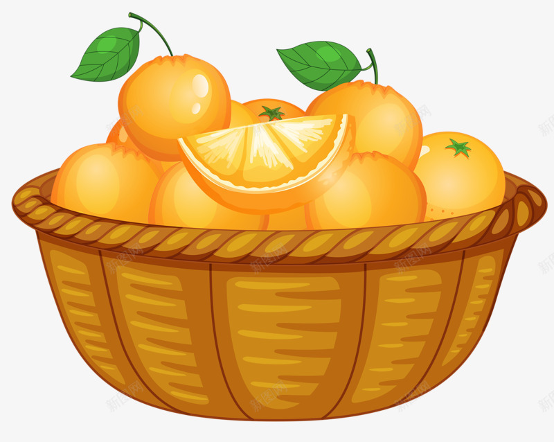 手绘一筐橙子png免抠素材_新图网 https://ixintu.com 手绘 手绘橙子 橘色 橙子 水果