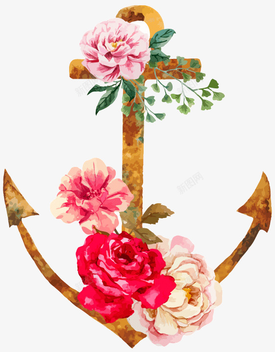水彩花朵图标png_新图网 https://ixintu.com 可爱 水彩 船锚 花卉 花朵 造型