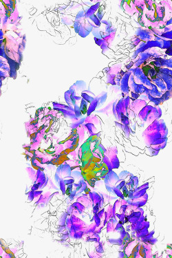 创意线描紫色花卉素材