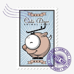 邮票小猪矢量图素材