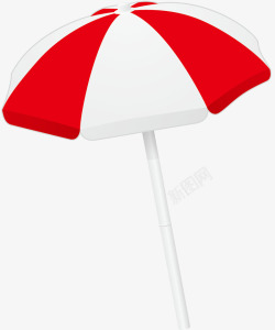 手绘红白雨伞素材