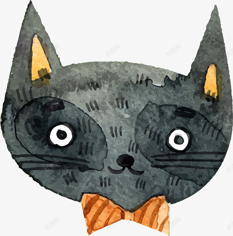 可爱灰色猫咪头矢量图eps免抠素材_新图网 https://ixintu.com 万圣节 卡通 可爱 水彩手绘 灰色 猫咪头 矢量图 矢量图案