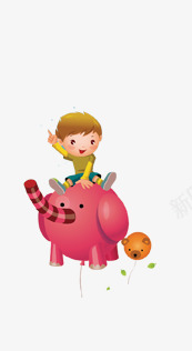 卡通可爱小人骑大象png免抠素材_新图网 https://ixintu.com 卡通 可爱 大象 小人 猪