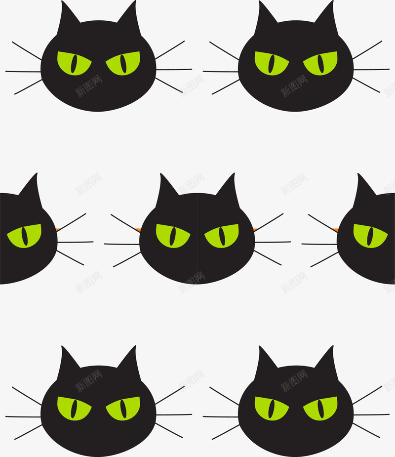 黑色猫咪背景图标png_新图网 https://ixintu.com 万圣节背景 恐怖 惊悚 诡异 野猫 黑猫 黑色猫咪