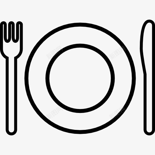 盘子和餐具的轮廓图标png_新图网 https://ixintu.com 刀 叉 工具和器具 板 概述 轮廓 顶视图 餐具 餐厅