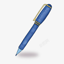 蓝色手绘钢笔图案素材