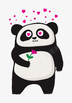 熊猫png免抠素材_新图网 https://ixintu.com 两眼冒星星 可爱 熊猫 花朵 装饰