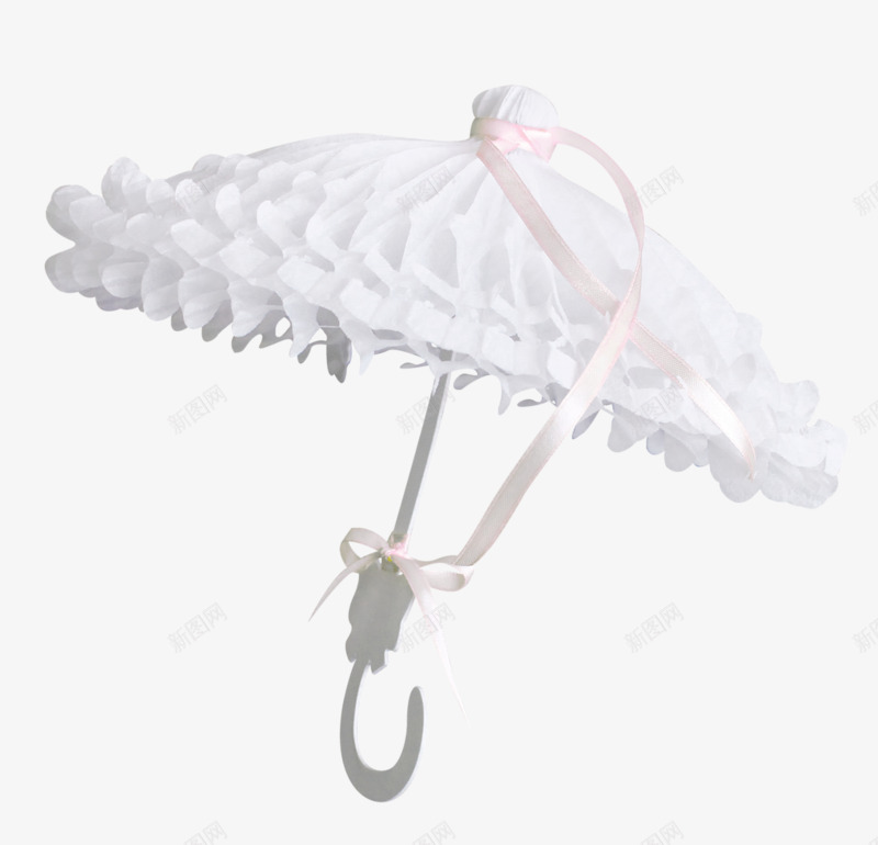 白色雨伞png免抠素材_新图网 https://ixintu.com 丝带 白色 花边 雨伞