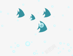 奇思鱼泡泡手绘热带鱼和气泡高清图片
